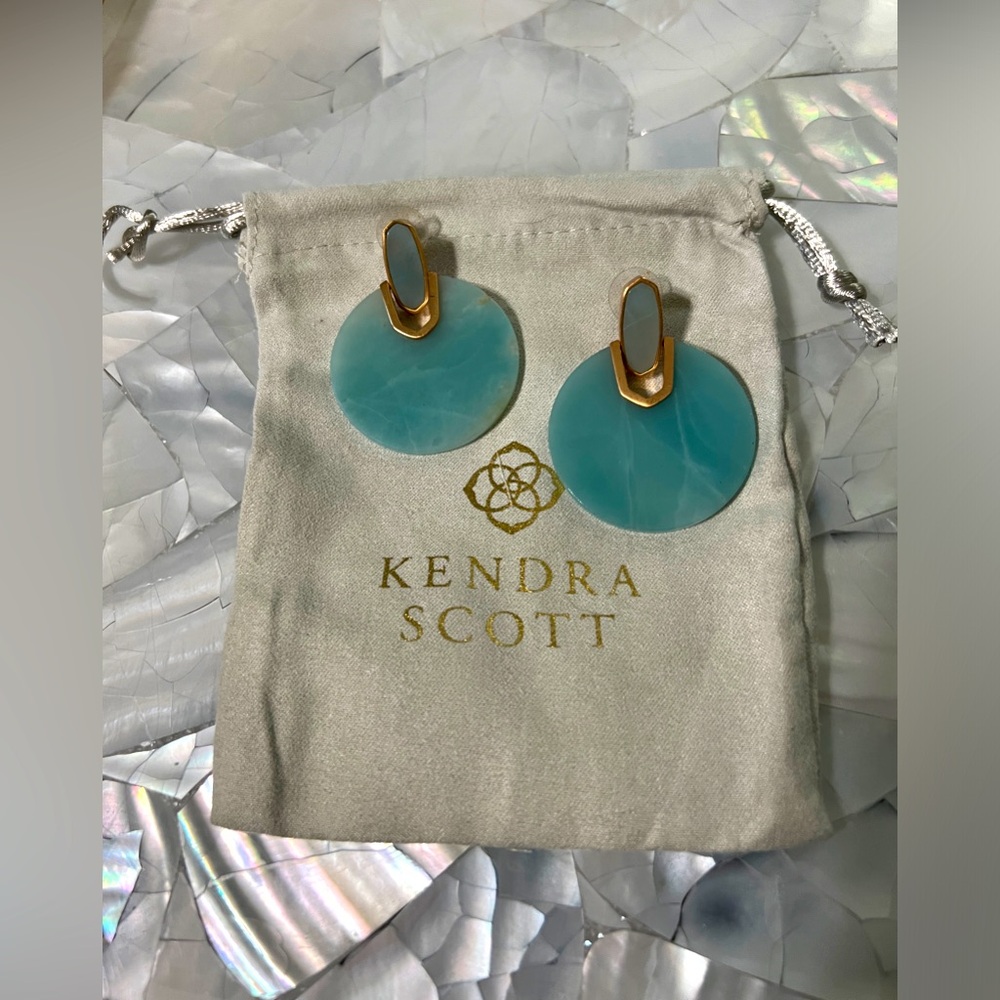 Kendra Scott Rose Gold Didi Earrings in Amazonite